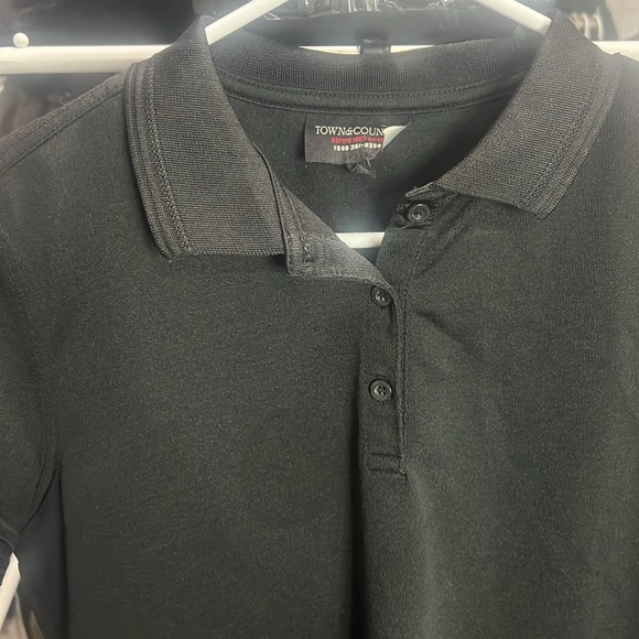 TOWN & COUNTRY Solid Black Short Sleeve Shirt Men Button Chest Lightweight Polo - Picture 3 of 9